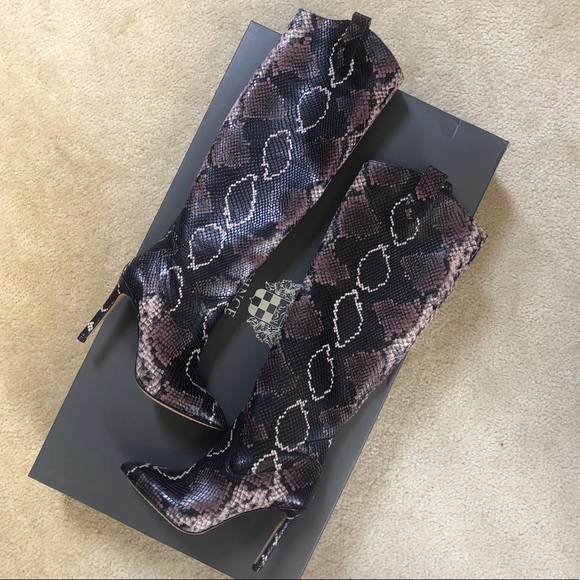 NEW Vince Camuto Western Snake Python Cowboy Heeled Kervana Knee High Boots - Picture 4 of 10
